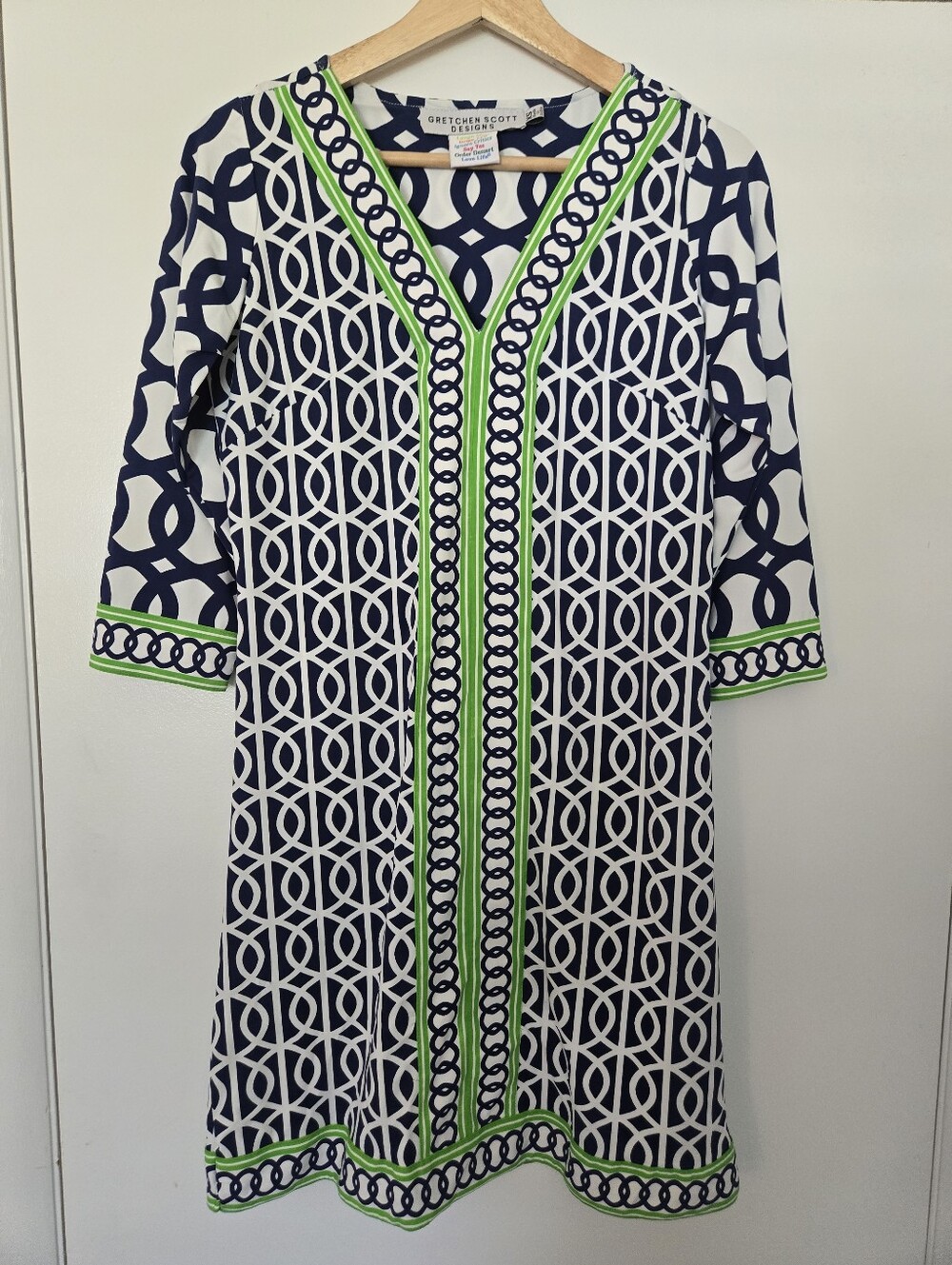 Gretchen Scott Designs Navy And Green Tunic Dress Size XS